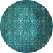 Round Oriental Turquoise Industrial Rug, urb2581turq