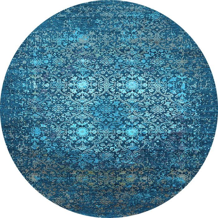 Round Oriental Light Blue Industrial Rug, urb2581lblu