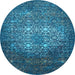 Round Oriental Light Blue Industrial Rug, urb2581lblu