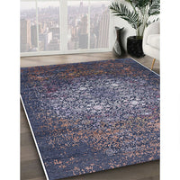 Mid-Century Modern Dark Slate Blue Oriental Rug, urb2581