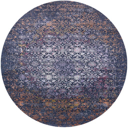 Round Machine Washable Industrial Modern Dark Slate Blue Rug, wshurb2581