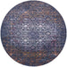 Round Machine Washable Industrial Modern Dark Slate Blue Rug, wshurb2581