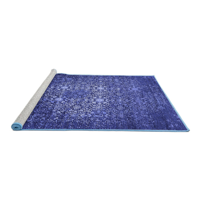 Sideview of Machine Washable Oriental Blue Industrial Rug, wshurb2581blu
