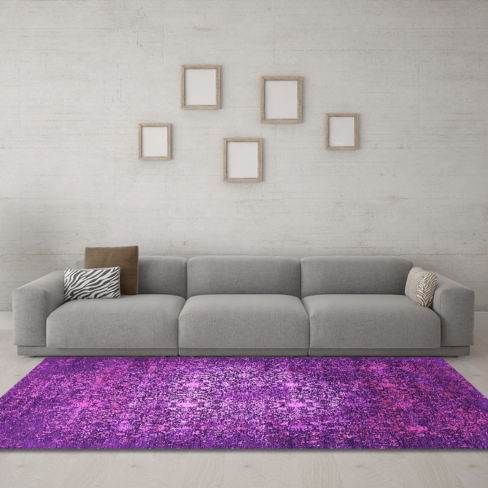 Machine Washable Oriental Pink Industrial Rug in a Living Room, wshurb2581pnk