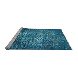 Sideview of Machine Washable Oriental Light Blue Industrial Rug, wshurb2581lblu