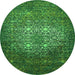 Round Oriental Green Industrial Rug, urb2581grn