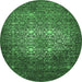 Round Oriental Emerald Green Industrial Rug, urb2581emgrn