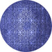 Round Oriental Blue Industrial Rug, urb2581blu