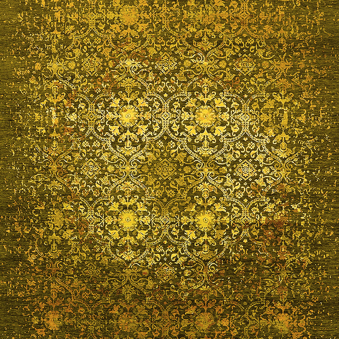 Machine Washable Oriental Yellow Industrial Rug, wshurb2581yw