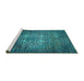 Sideview of Machine Washable Oriental Turquoise Industrial Area Rugs, wshurb2581turq