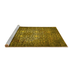 Sideview of Machine Washable Oriental Yellow Industrial Rug, wshurb2581yw