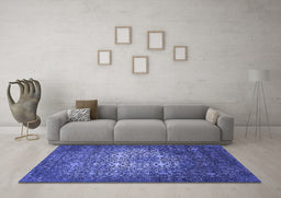 Machine Washable Oriental Blue Industrial Rug in a Living Room, wshurb2581blu