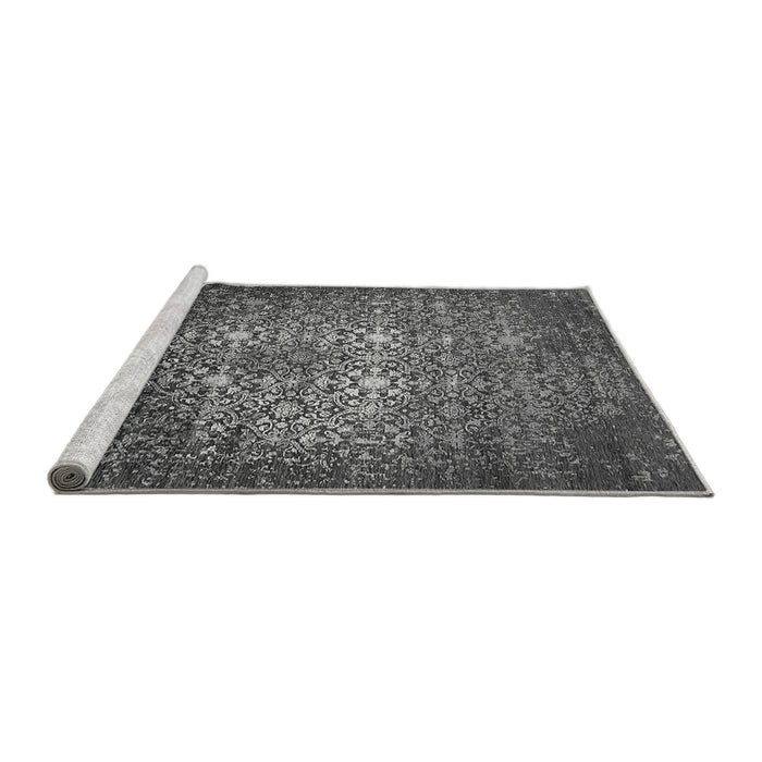 Sideview of Machine Washable Oriental Gray Industrial Rug, wshurb2581gry