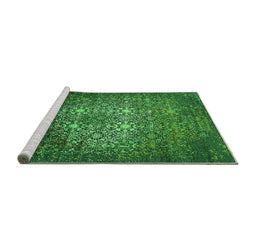 Sideview of Machine Washable Oriental Green Industrial Area Rugs, wshurb2581grn