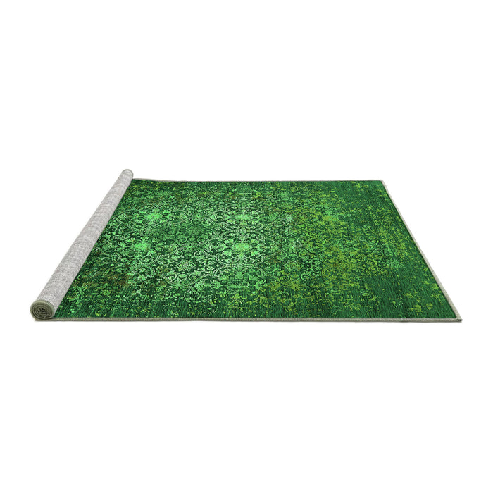 Sideview of Machine Washable Oriental Green Industrial Area Rugs, wshurb2581grn