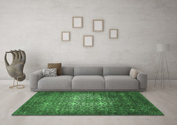 Machine Washable Oriental Emerald Green Industrial Area Rugs in a Living Room,, wshurb2581emgrn