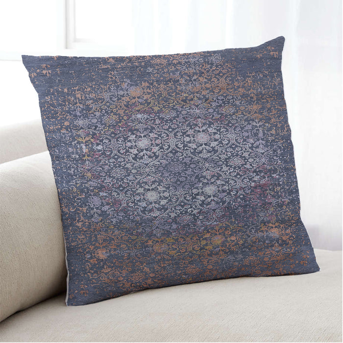 Lifestyle Image of Mid-Century Modern Urban Square Dark Slate Blue Throw Pillow, 18 inch by 18 inch, pwurb2581