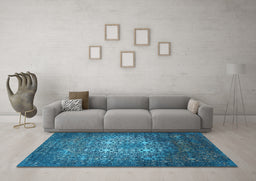 Machine Washable Oriental Light Blue Industrial Rug in a Living Room, wshurb2581lblu