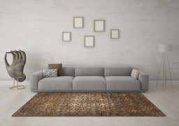 Machine Washable Oriental Brown Industrial Rug in a Living Room,, wshurb2581brn
