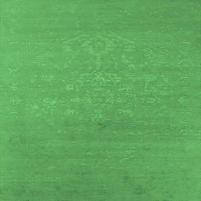 Square Oriental Emerald Green Industrial Rug, urb2582emgrn