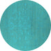 Round Oriental Turquoise Industrial Rug, urb2582turq