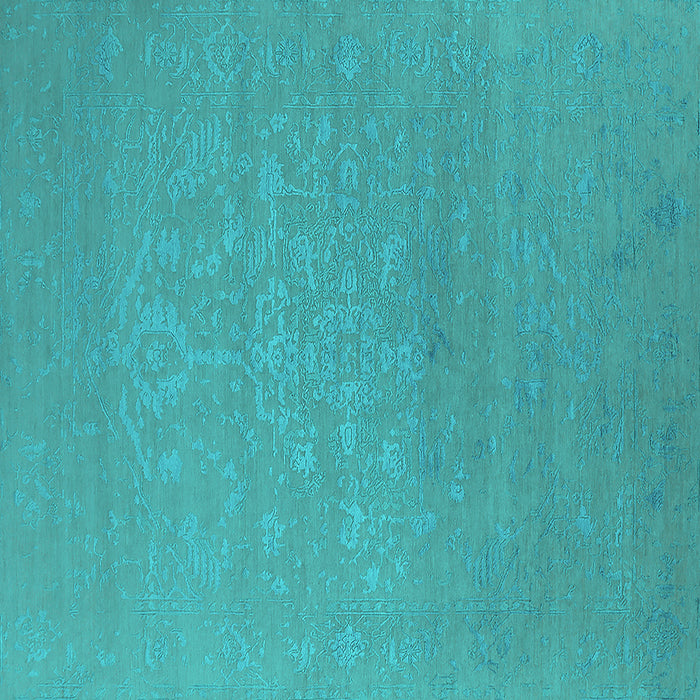 Square Machine Washable Oriental Turquoise Industrial Area Rugs, wshurb2582turq