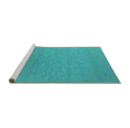 Sideview of Machine Washable Oriental Turquoise Industrial Area Rugs, wshurb2582turq