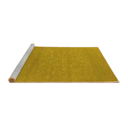 Sideview of Machine Washable Oriental Yellow Industrial Rug, wshurb2582yw