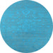 Round Oriental Light Blue Industrial Rug, urb2582lblu