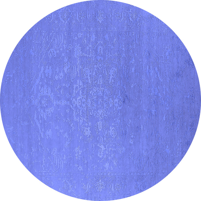 Round Oriental Blue Industrial Rug, urb2582blu