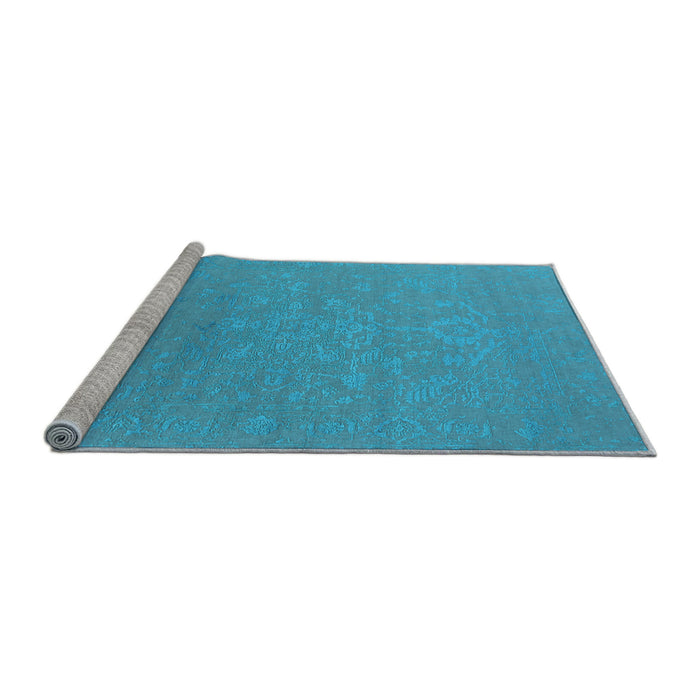 Sideview of Machine Washable Oriental Light Blue Industrial Rug, wshurb2582lblu