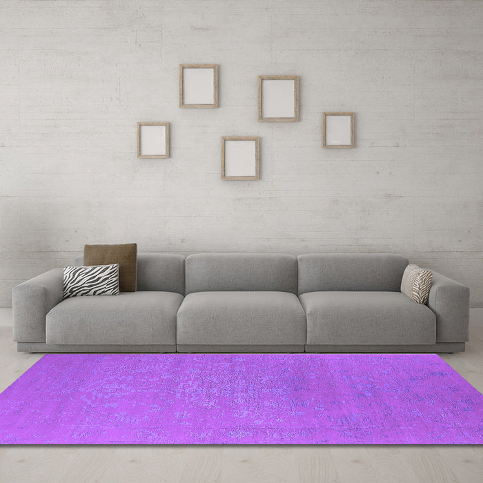 Machine Washable Oriental Purple Industrial Area Rugs in a Living Room, wshurb2582pur