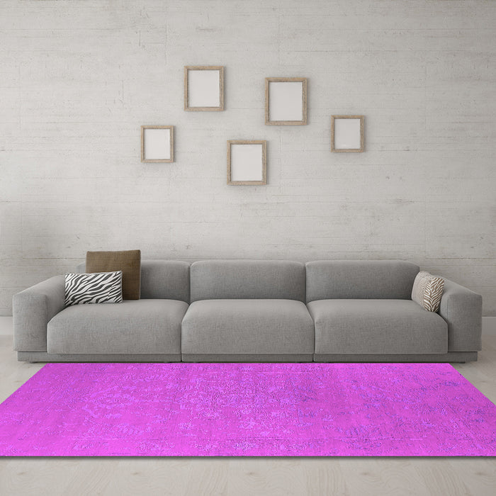 Machine Washable Oriental Pink Industrial Rug in a Living Room, wshurb2582pnk