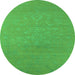 Round Machine Washable Oriental Green Industrial Area Rugs, wshurb2582grn