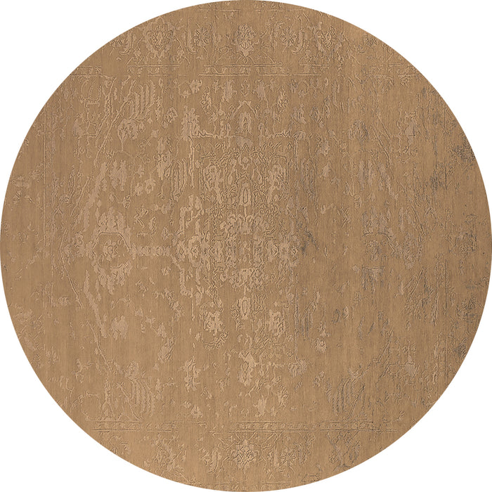 Round Oriental Brown Industrial Rug, urb2582brn