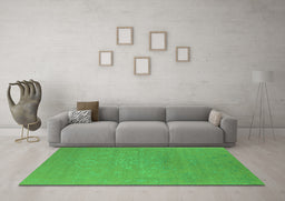 Machine Washable Oriental Green Industrial Area Rugs in a Living Room,, wshurb2582grn