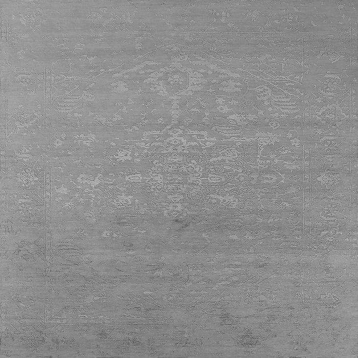 Square Machine Washable Oriental Gray Industrial Rug, wshurb2582gry