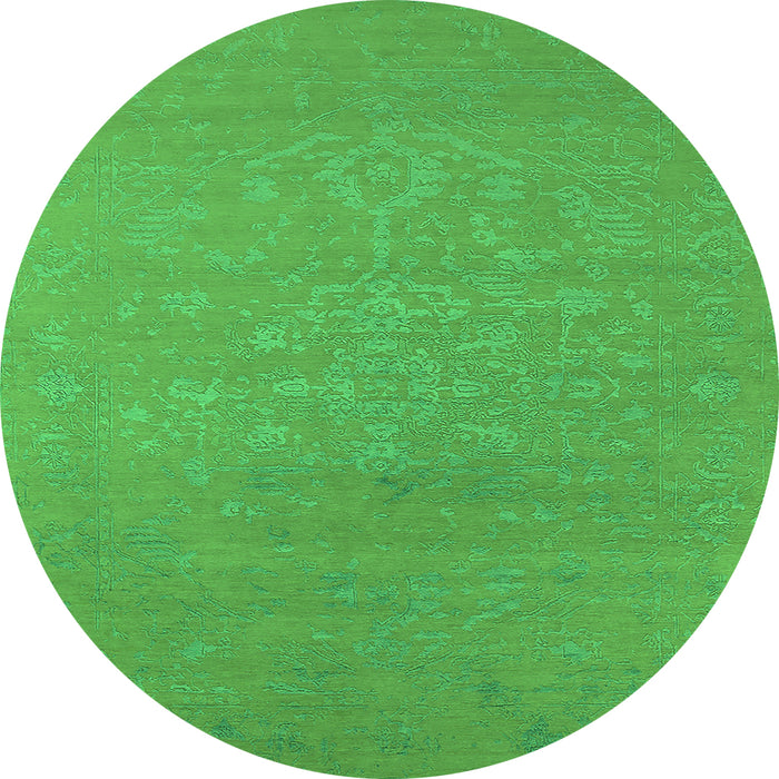 Round Oriental Green Industrial Rug, urb2582grn