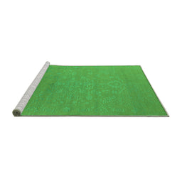 Sideview of Machine Washable Oriental Green Industrial Area Rugs, wshurb2582grn