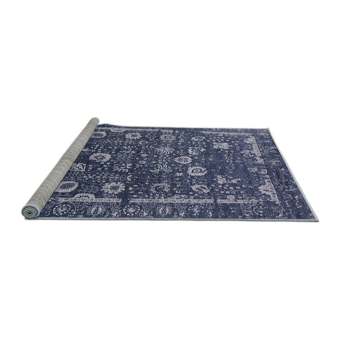 Sideview of Machine Washable Industrial Modern Lapis Blue Rug, wshurb2583