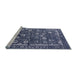 Sideview of Machine Washable Industrial Modern Lapis Blue Rug, wshurb2583