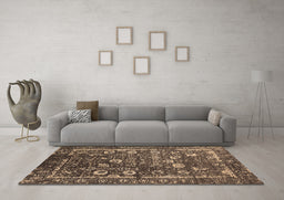 Machine Washable Oriental Brown Industrial Rug in a Living Room,, wshurb2583brn