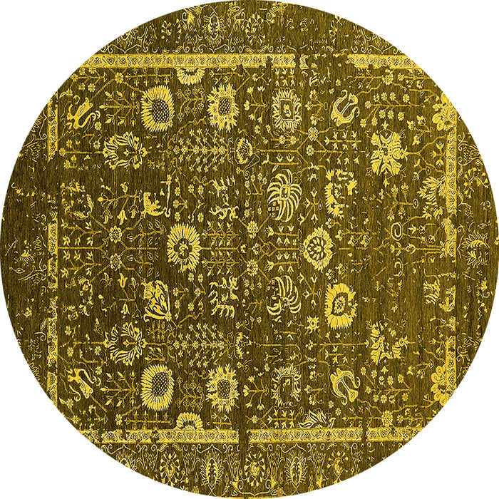 Round Oriental Yellow Industrial Rug, urb2583yw