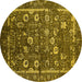 Round Oriental Yellow Industrial Rug, urb2583yw