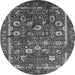 Round Oriental Gray Industrial Rug, urb2583gry