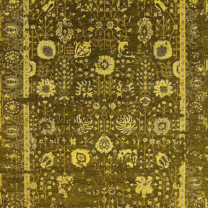 Machine Washable Oriental Yellow Industrial Rug, wshurb2583yw