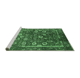 Sideview of Machine Washable Oriental Emerald Green Industrial Area Rugs, wshurb2583emgrn