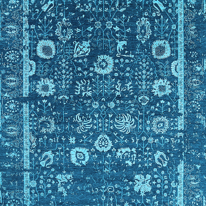 Machine Washable Oriental Light Blue Industrial Rug, wshurb2583lblu
