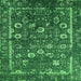 Square Machine Washable Oriental Green Industrial Area Rugs, wshurb2583grn