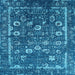 Square Machine Washable Oriental Light Blue Industrial Rug, wshurb2583lblu